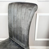 Set of 2 Grey Leather Nicole Dining Chairs with Line Stitch